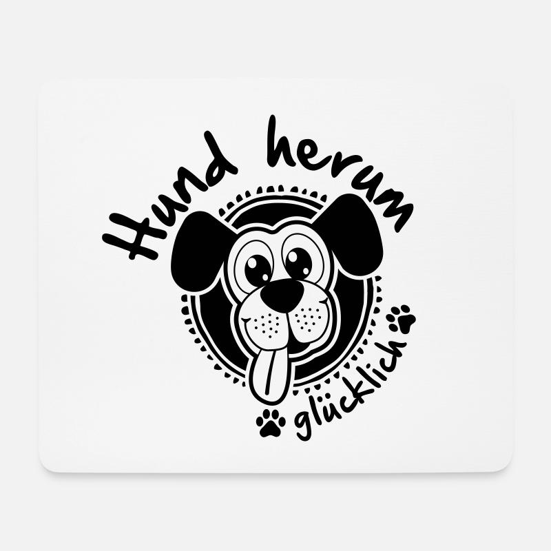 Hund herum glücklich - Mousepad (Querformat) - Weiß