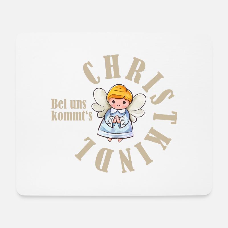 Bei uns kommts Christkind süßes Kreisdesign - Mousepad (Querformat) - Weiß