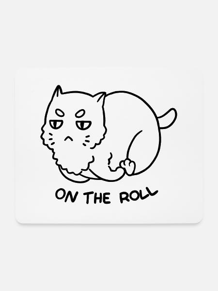 Running Fat Cat - Mousepad (Querformat) - Weiß