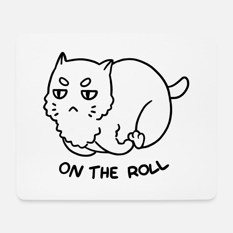 Running Fat Cat - Mousepad (Querformat) - Weiß