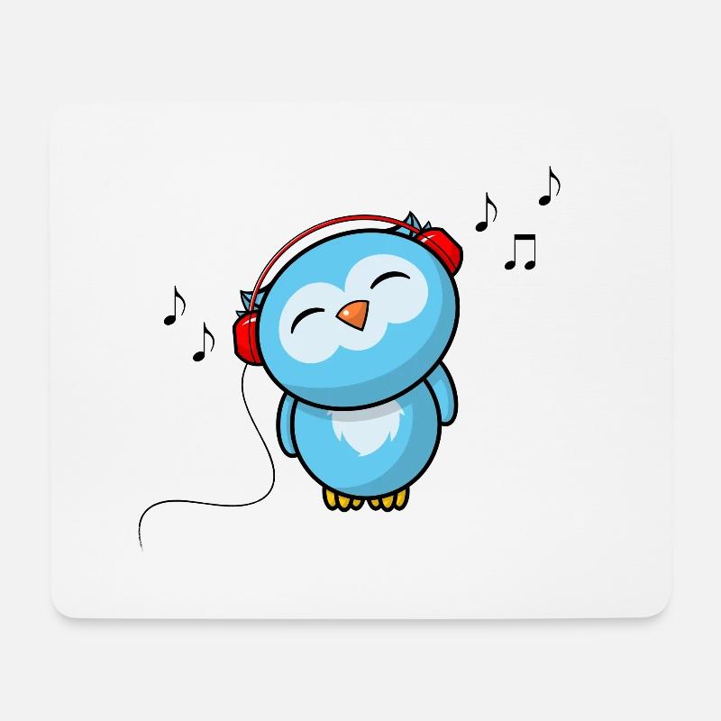 Kleine Musik Eule - Kawaii Bruder Schwester Eulen - Mousepad (Querformat) - Weiß
