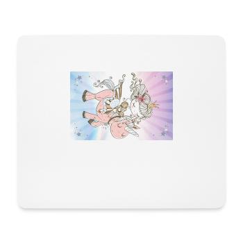 La Princesse et la Licorne sur arc-en-ciel magique - Tapis de souris (format paysage) - blanc - Devant