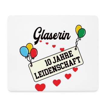 Glaserin Jubiläum 10 Jahre Glaserei Glasbau Firma - Mousepad (Querformat) - Weiß - Vorne