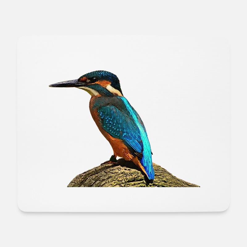 coole vögel, fischendes Eisvogel männchen - Mousepad (Querformat) - Weiß