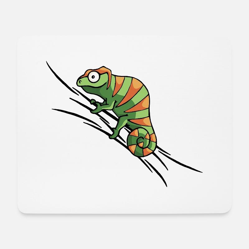 freches Chamäleon kletternd grinsen Geschenk - Mousepad (Querformat) - Weiß