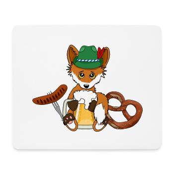 Fuchs Bier Bratwurst Brezel Bayern Fest Oktober - Mousepad (Querformat) - Weiß - Vorne