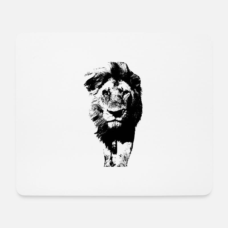 Löwe schwarz weiss - Mousepad (Querformat) - Weiß