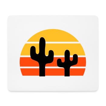 Two cacti in front of a half-sun - Mouse Pad (horizontal) - white - Front