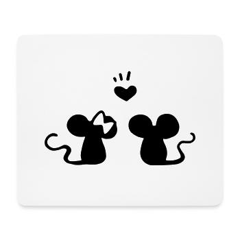 Verliebte Mäuse / Liebespaar / mouse couple love - Mousepad (Querformat) - Weiß - Vorne