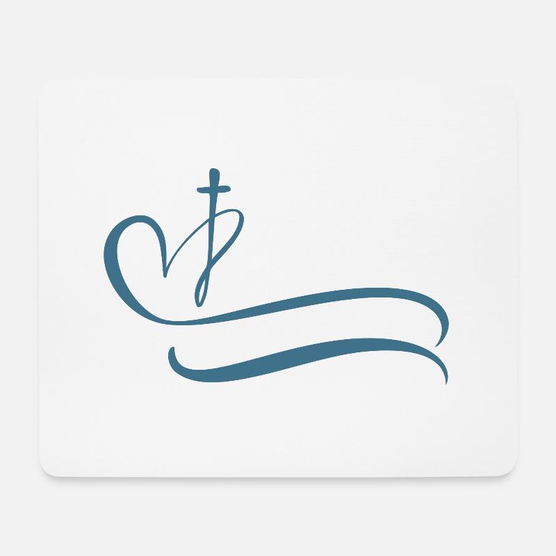 Jesus Herzkreuz - Mousepad (Querformat) - Weiß
