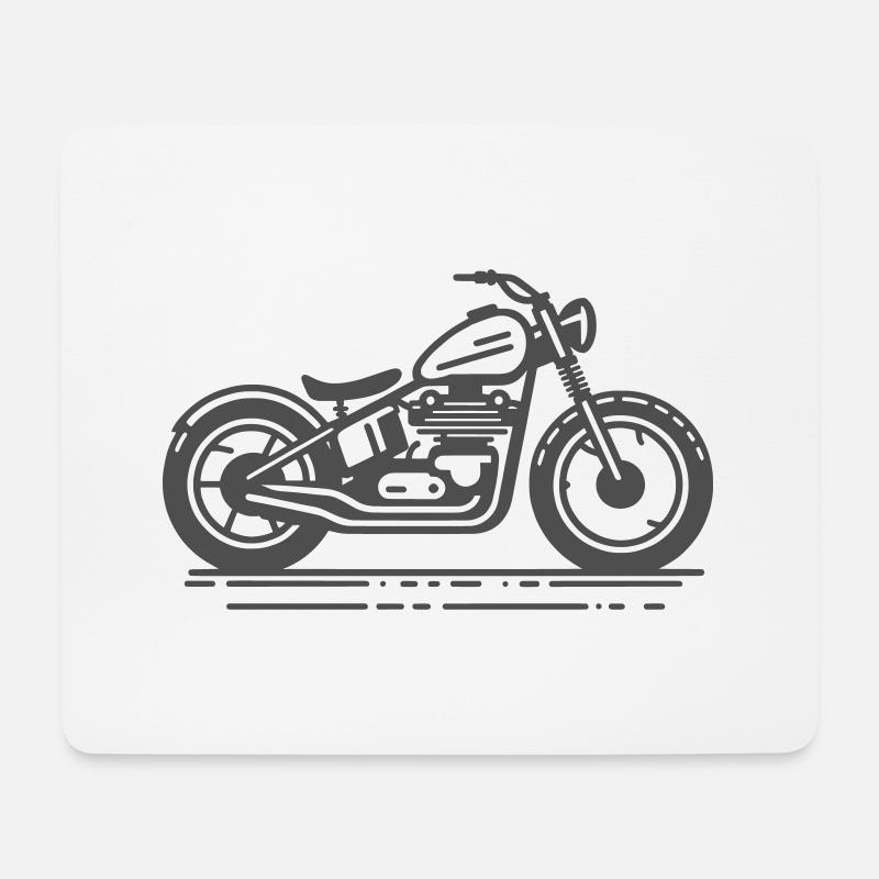 Minimalistisches Vintage Bobber Motorrad grau70% - Mousepad (Querformat) - Weiß