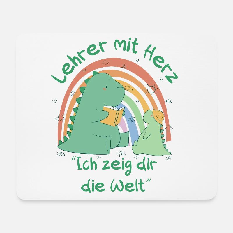 Lehrer mit Herz - Ich zeig dir die Welt - Mousepad (Querformat) - Weiß