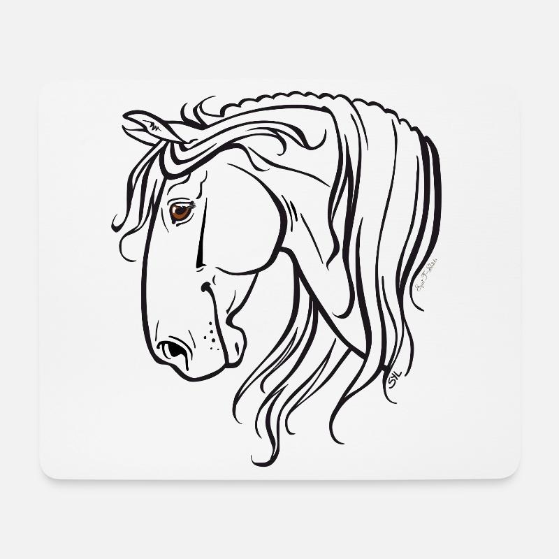 Spanisches Pferd (schwarz) - Mousepad (Querformat) - Weiß