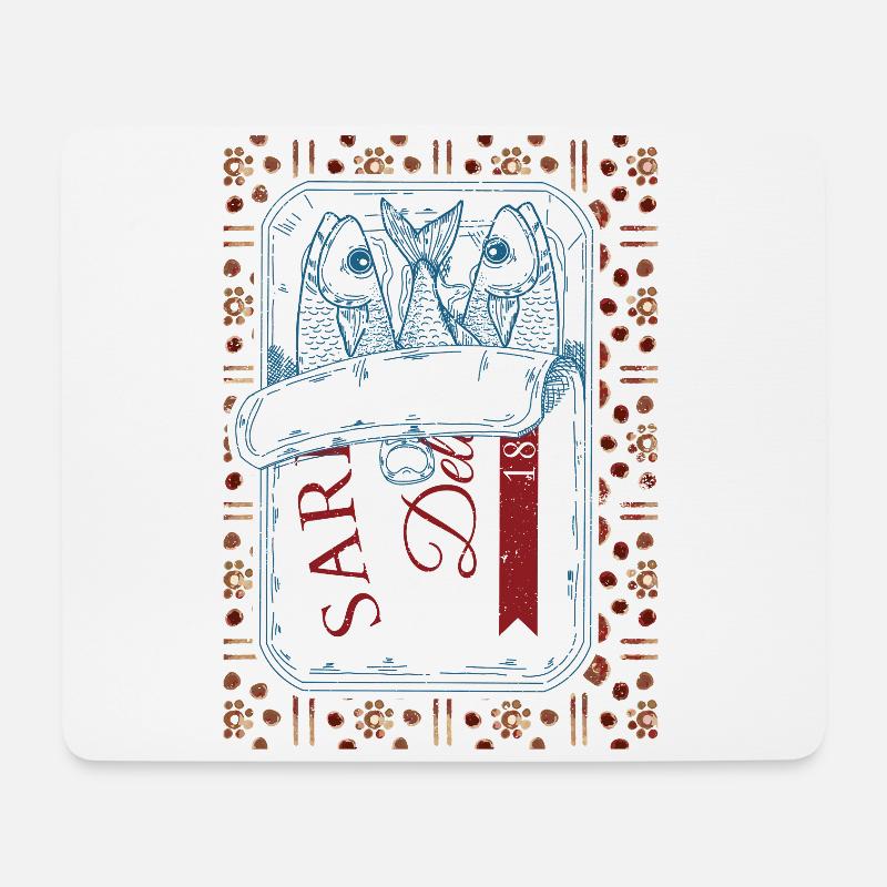 Vintage Trendige Sardinen Visual - Mousepad (Querformat) - Weiß