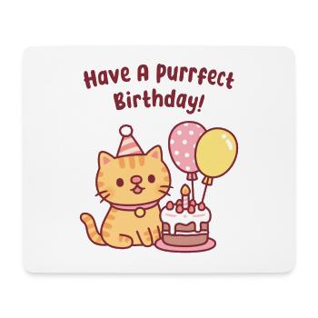 Süße getigerte Katze mit Kuchen Purrfect Geburtstag lustig - Mousepad (Querformat) - Weiß - Vorne
