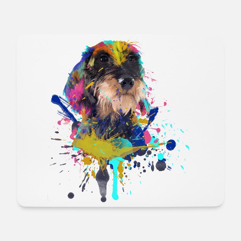 Rauhaardackel Dackel Dachshund Teckel Illustration - Mousepad (Querformat) - Weiß