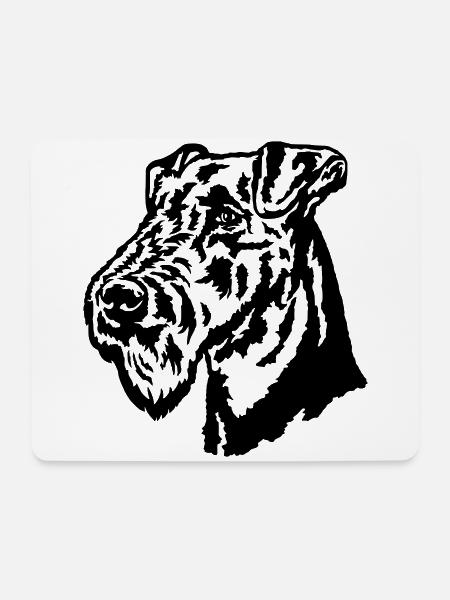 AiredaleTerrier Kopf - Mousepad (Querformat) - Weiß