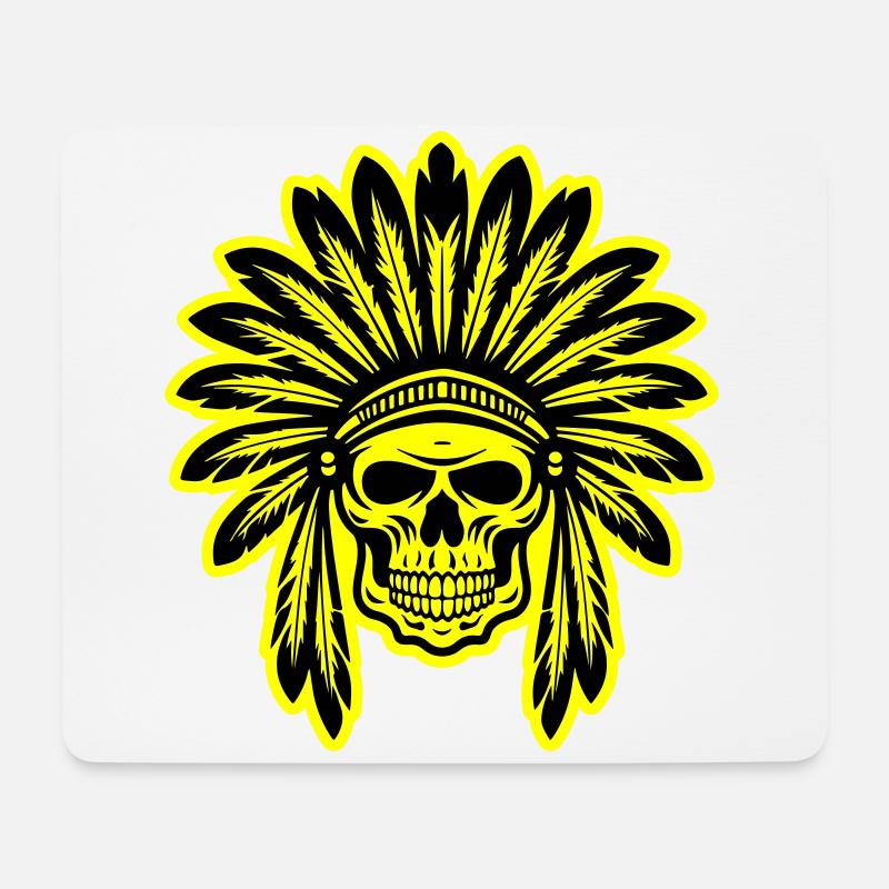Apache Indianer Häuptling Totenkopf - Mousepad (Querformat) - Weiß