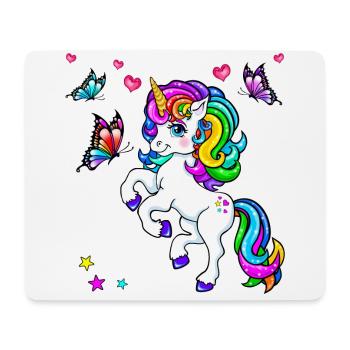 Licorne avec papillon - Tapis de souris (format paysage) - blanc - Devant