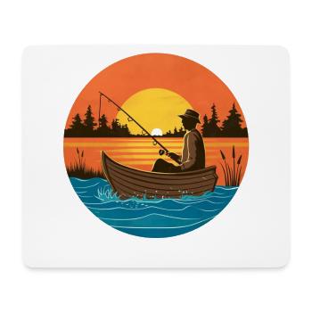 Man Fishing Boat Lake Fisherman Gift Fishing Man# - Mouse Pad (horizontal) - white - Front