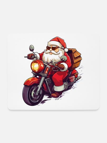 Weihnachtsmann Motorrad Sonnenbrille Weihnachten - Mousepad (Querformat) - Weiß