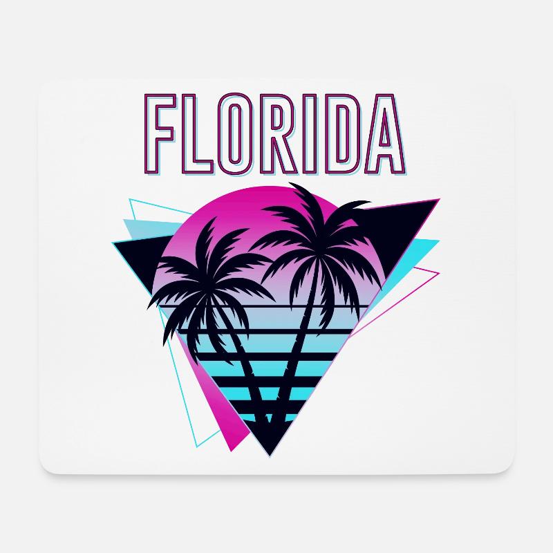Florida USA Miami Amerika Sommer Palmen Neon Bunt - Mousepad (Querformat) - Weiß
