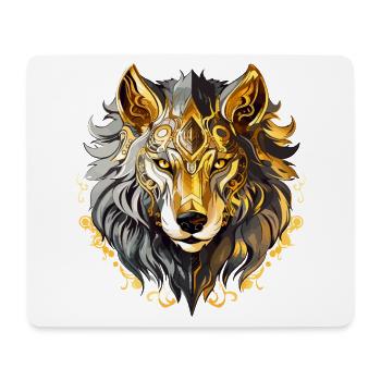 Loup Tête de Loup Or Mystique Nature Nature Nature Sauvage Art - Tapis de souris (format paysage) - blanc - Devant