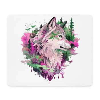 Loup Tête de loup Forêt Nature Nature Montagnes Nature sauvage Coloré - Tapis de souris (format paysage) - blanc - Devant