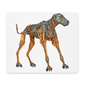 Doberman Cyborg Dog in Orange - Mouse Pad (horizontal) - white - Front