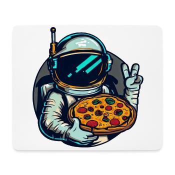 Astronaut with salami pizza space design - Mouse Pad (horizontal) - white - Front