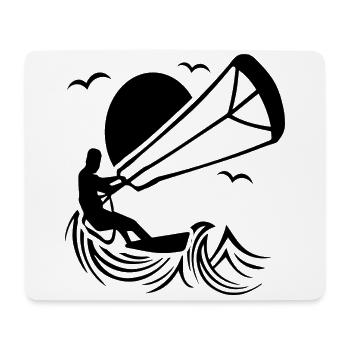 Kitesurfer in Aktion Silhouette - Mousepad (Querformat) - Weiß - Vorne