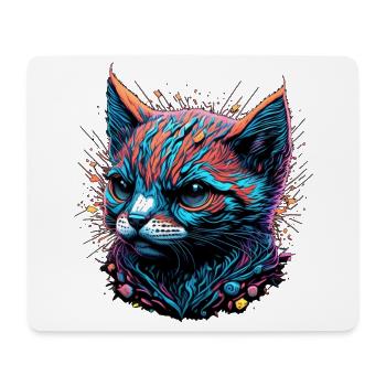 Düsterer Katzenblick - Mousepad (Querformat) - Weiß - Vorne