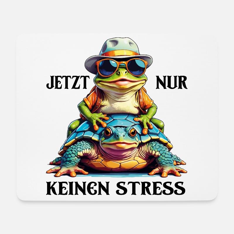 Jetzt nur keinen Stress Frosch und Schildkröte - Mousepad (Querformat) - Weiß