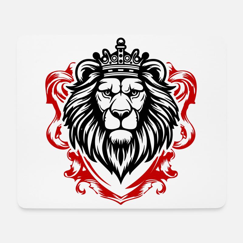 Löwe Kopf Schild Krone König - Mousepad (Querformat) - Weiß