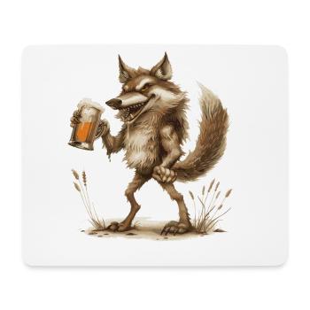 Wolf Beer Funny - Mouse Pad (horizontal) - white - Front
