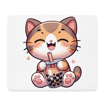 Katzen trinken Bubble Tea kawaii Boba Katze - Mousepad (Querformat) - Weiß - Vorne