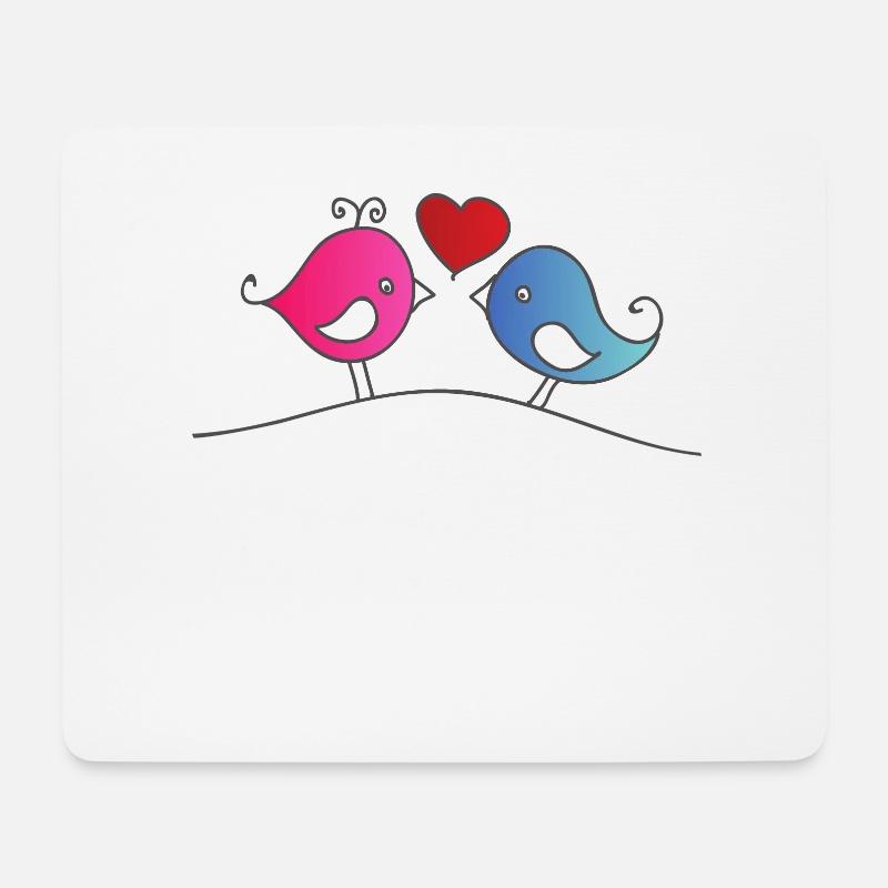 Little Love Birds lustige niedliche Vögel Comic - Mousepad (Querformat) - Weiß
