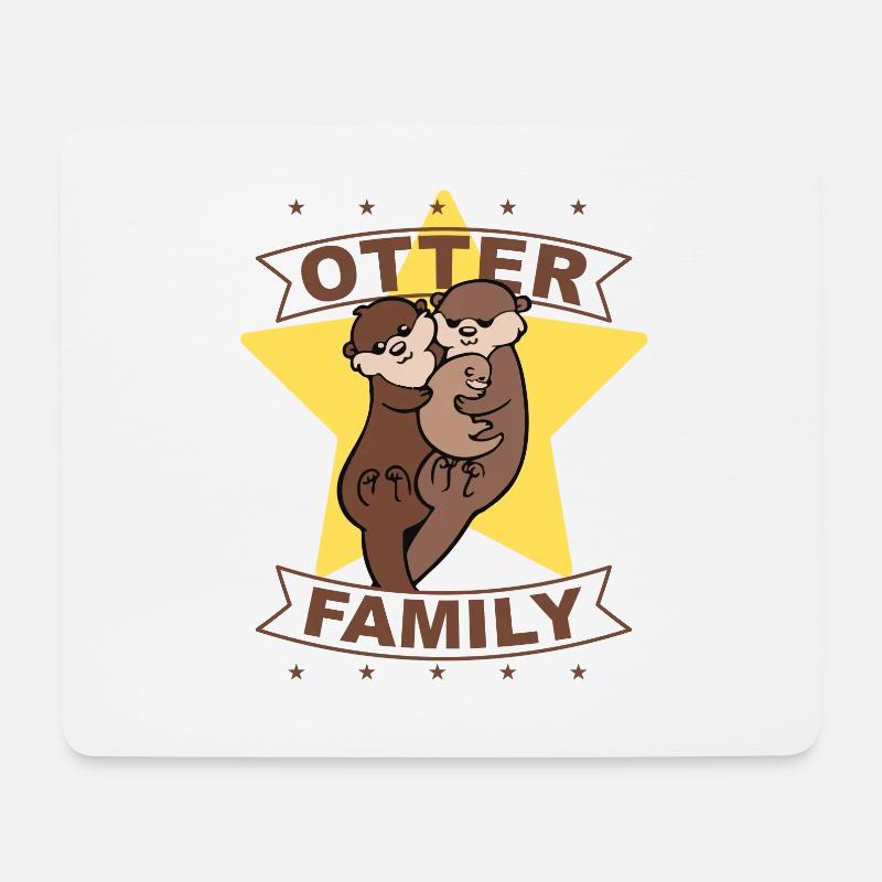 Otter Family, Stern, Geschenk, Geschenkidee - Mousepad (Querformat) - Weiß