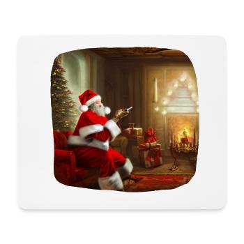 Père Noël dans le salon - Tapis de souris (format paysage) - blanc - Devant