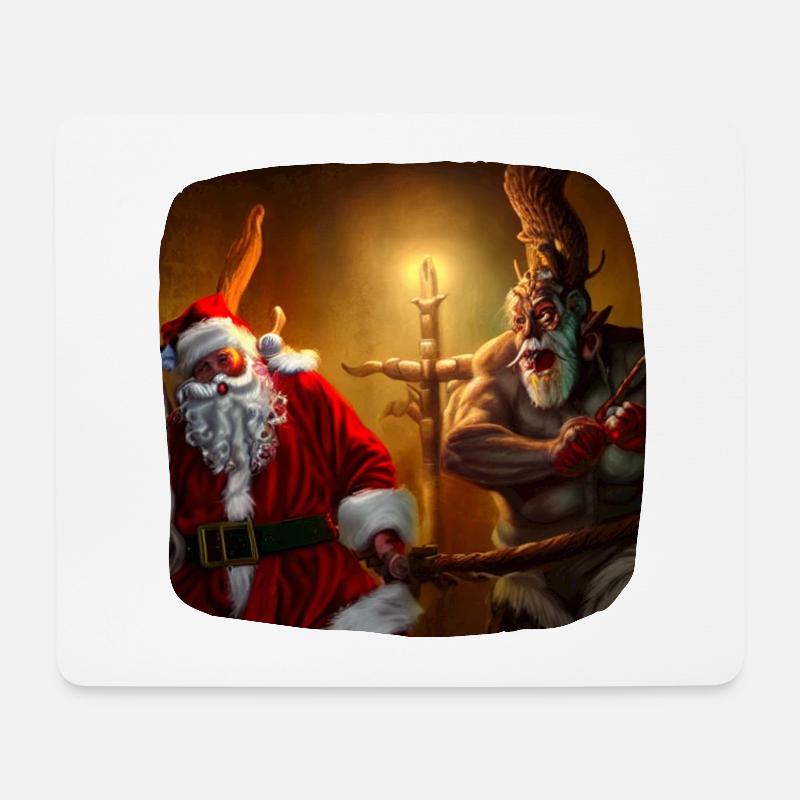Weihnachtsmann & Krampus - Mousepad (Querformat) - Weiß