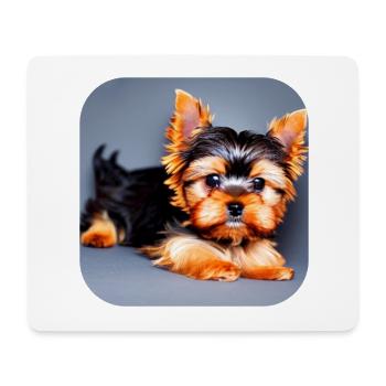 Yorkshire Terrier Chiot - Tapis de souris (format paysage) - blanc - Devant
