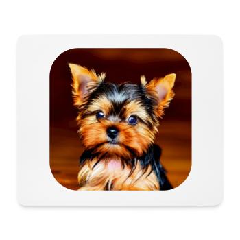 Yorkshire Terrier Chiot - Tapis de souris (format paysage) - blanc - Devant