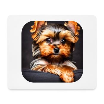 Yorkshire Terrier Chiot - Tapis de souris (format paysage) - blanc - Devant