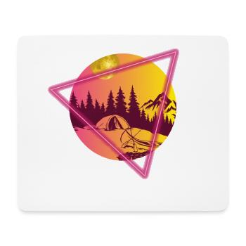 Camping river and mountains retro sunset orange pink - Mouse Pad (horizontal) - white - Front
