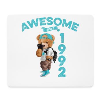 1992 Birthday Teddy Bear Awesome since - Mouse Pad (horizontal) - white - Front