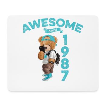 1987 Geburtstag Teddy Bär Awesome since - Mousepad (Querformat) - Weiß - Vorne
