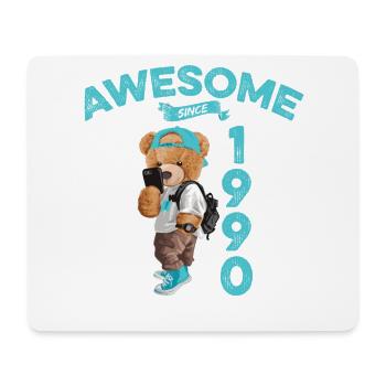 1990 Birthday Teddy Bear Awesome since - Mouse Pad (horizontal) - white - Front