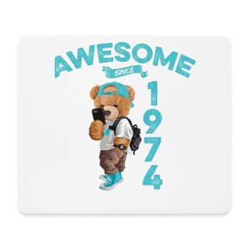 1974 Birthday Teddy Bear Awesome since - Mouse Pad (horizontal) - white - Front