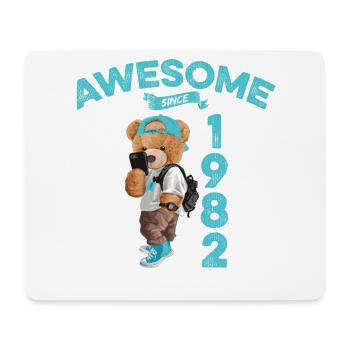 1982 Birthday Teddy Bear Awesome since - Mouse Pad (horizontal) - white - Front