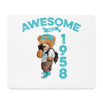 1958 Geburtstag Teddy Bär Awesome since - Mousepad (Querformat) - Weiß - Vorne